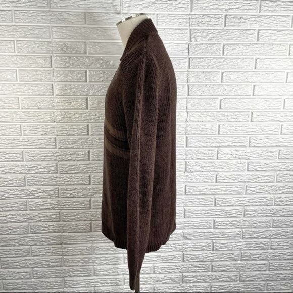 Eddie Bauer Striped Ribbed Knit Pullover Sweater Size Large Brown Tan - Picture 5 of 6